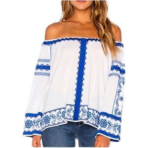 Love Sam Wanda Off The Shoulder Embroidered Top Sz S